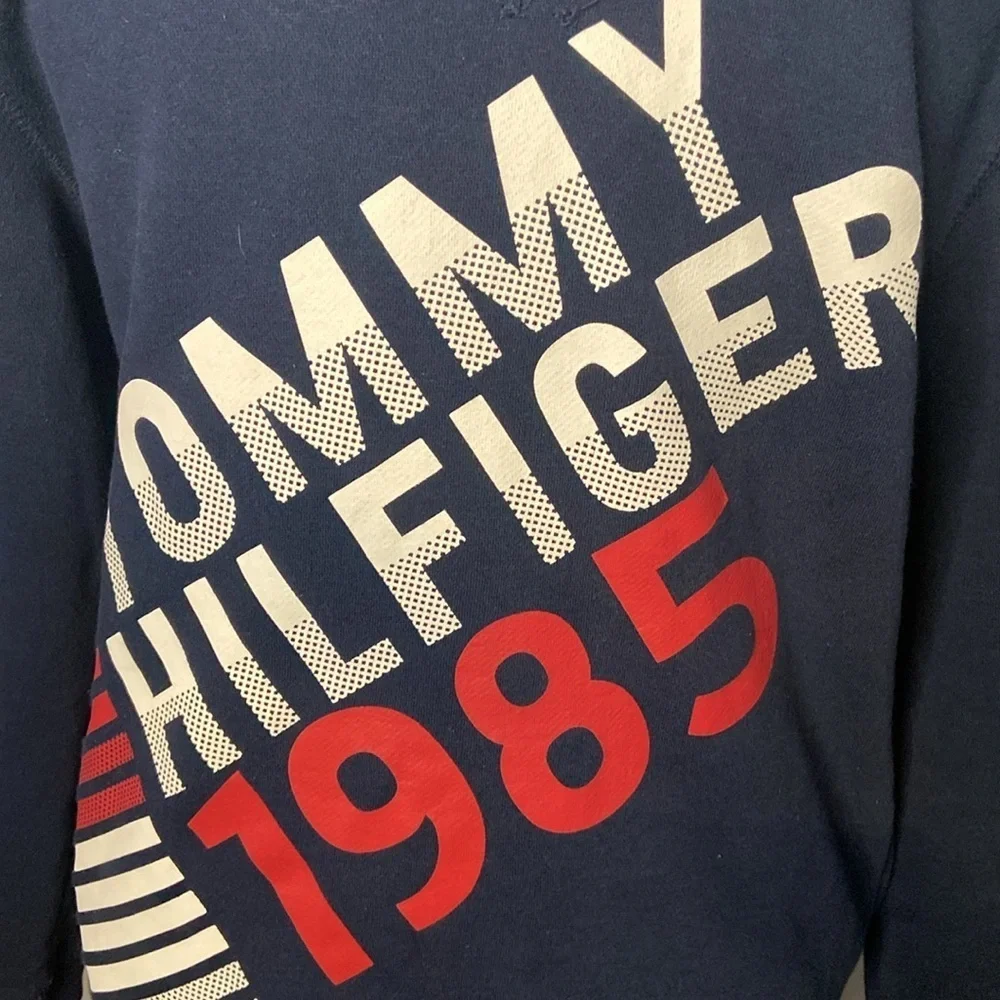 Tommy Hilfiger Y2K Big Boys Adam Pullover Hoodie Pockets Navy Blue L 16/18